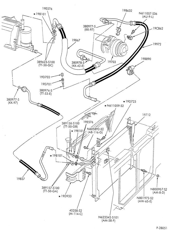 AC HOSES & TUBES-6 cyl. - 2.8L-R & B