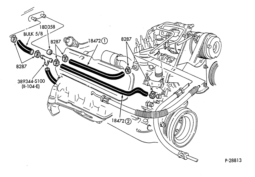HEATER HOSES & TUBES-8 cyl. - 5.0L - exc. Police-G,MG