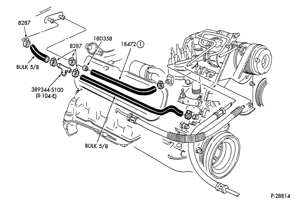 HEATER HOSES & TUBES-8 cyl. - 5.0L - exc. Police-G,MG