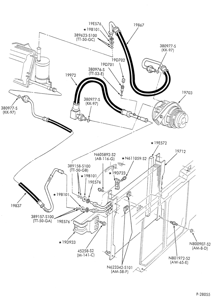 AC HOSES & TUBES-4 cyl. - 2.3L-R & B