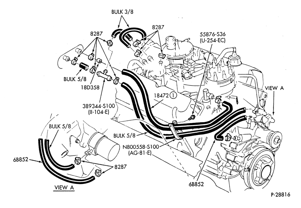 HEATER HOSES & TUBES-8 cyl. - 5.0L - Police-G,MG