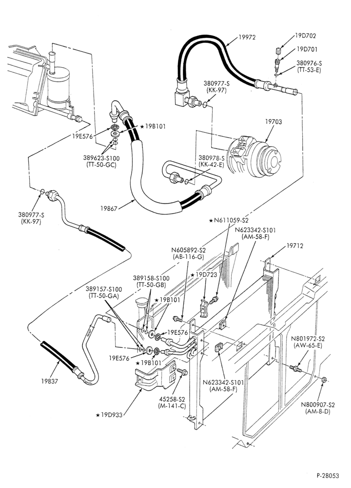 AC HOSES & TUBES-4 cyl. - 2.0L & 2.3L-R & B