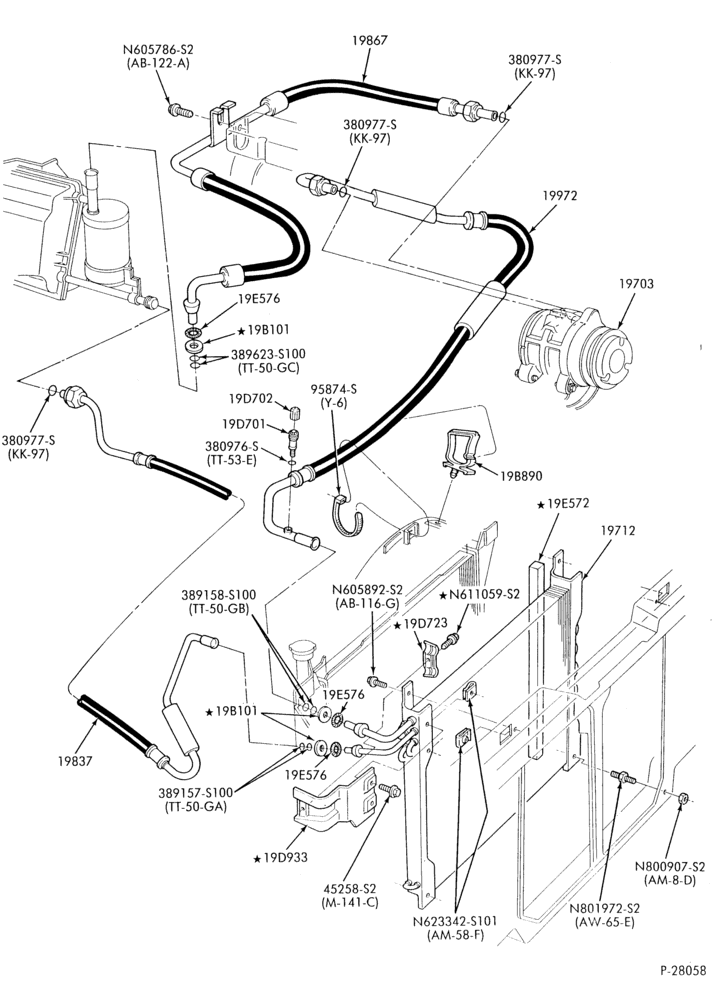 AC HOSES & TUBES-6 cyl. - 2.9L-R & B