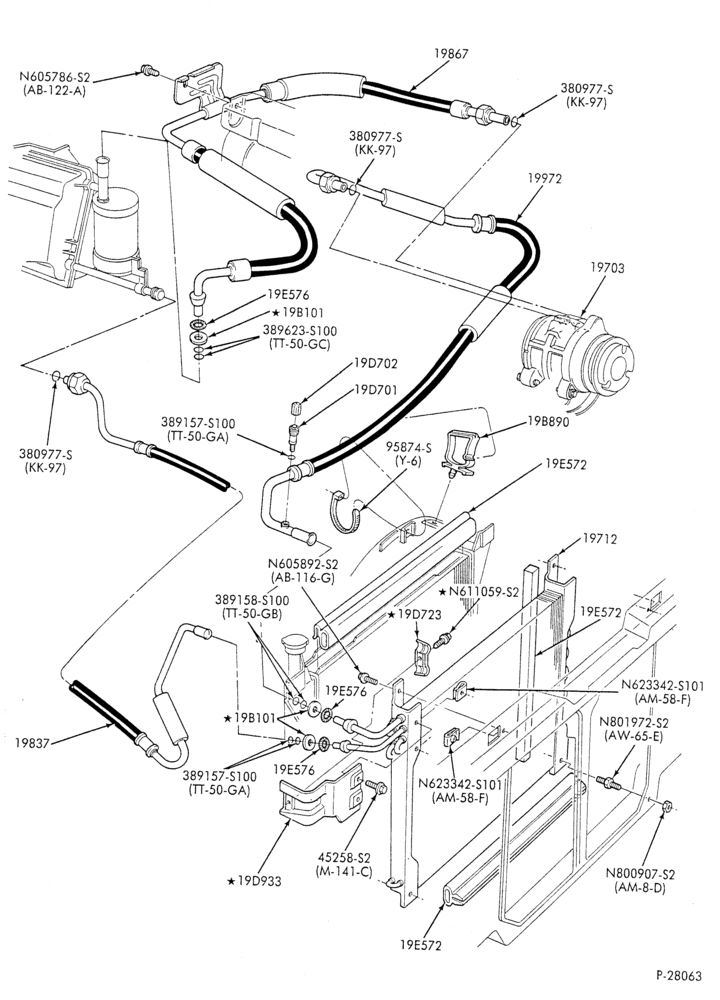 AC HOSES & TUBES-6 cyl. - 2.9L-R & B