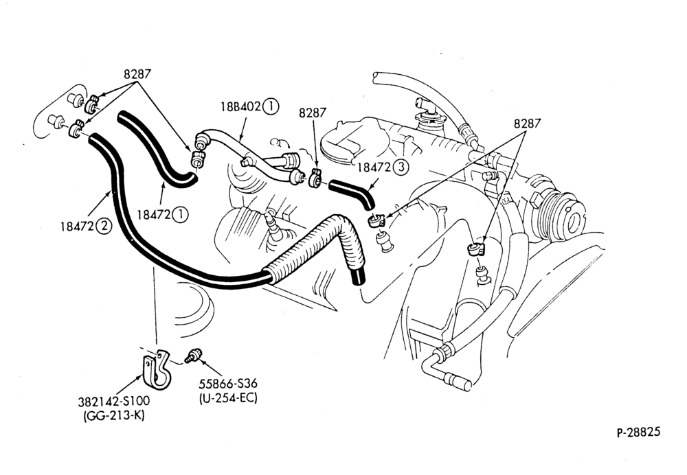 HEATER HOSES & TUBES-6 cyl. - 3.8L - w/o A/C-G,MG