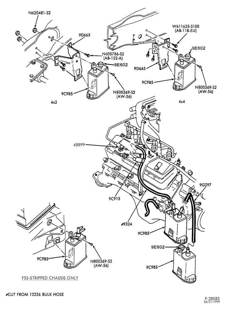 96.1 - 8 CYL. 7.5L-Fuel vapor canister & related parts - without VMV