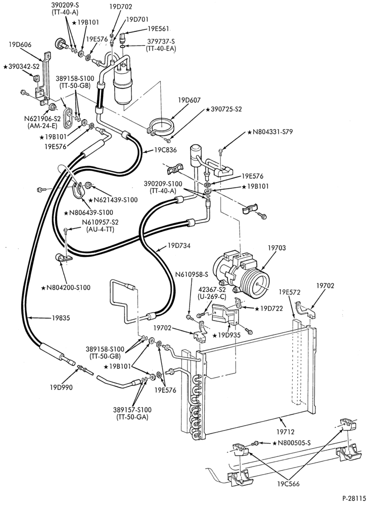 AIR CONDITIONER-Engine Compartment Condenser & Hoses - integral - 4 cyl. 2.5L