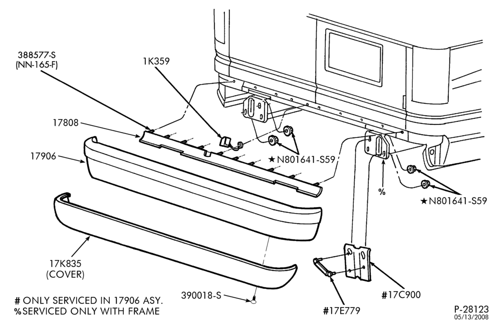 176 - BUMPERS-Rear bumper parts - without step-E150/450