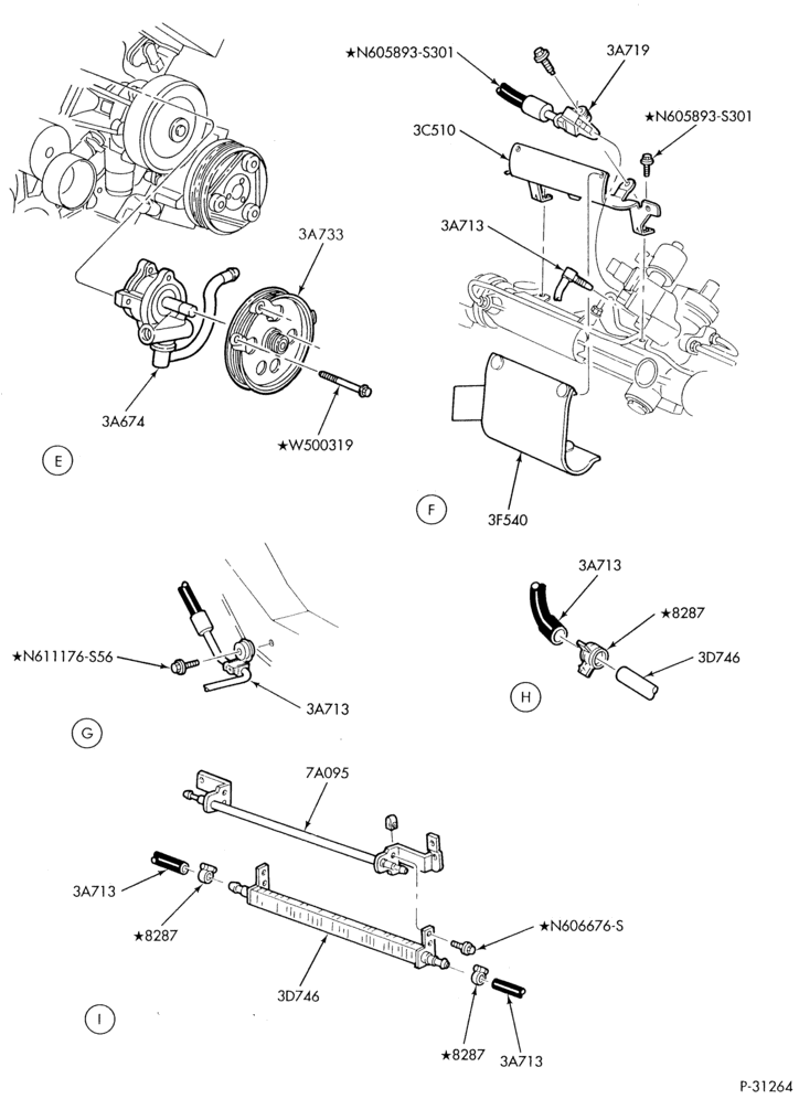36.3 - STEERING-Power steering system - Hose & pump - 8 cyl. 3.4L - SHO - Page B