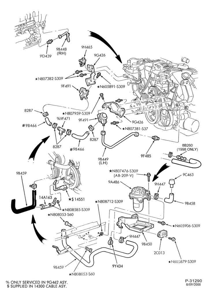 94.3 - 8 CYL. 4.6L-Secondary air injection (Air) - typical