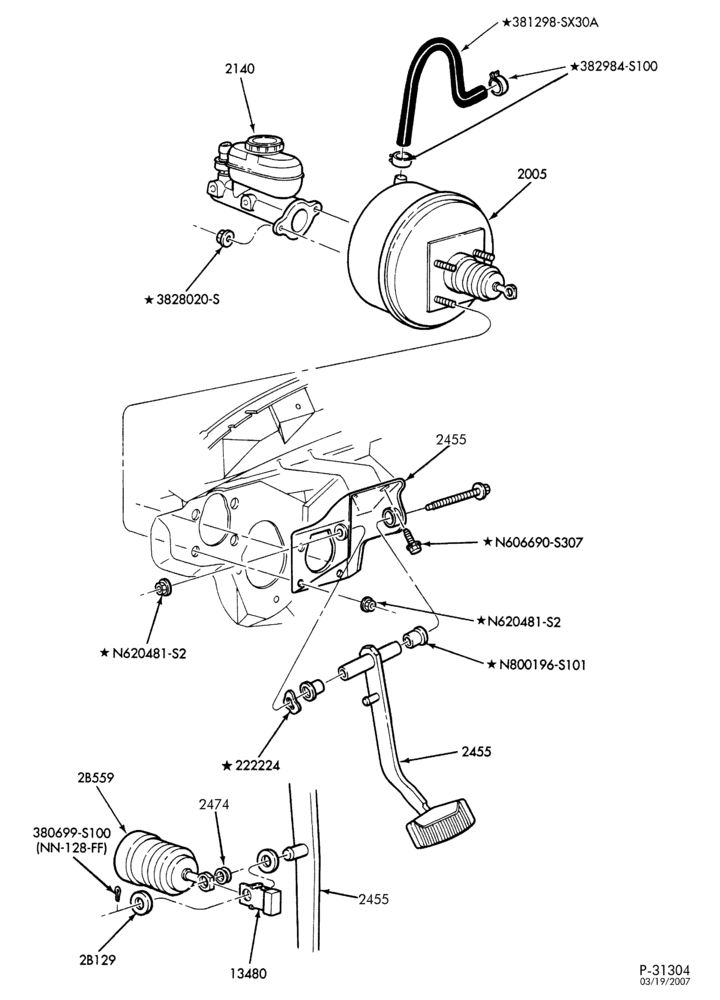 BRAKES-Brake pedal & booster installation-B