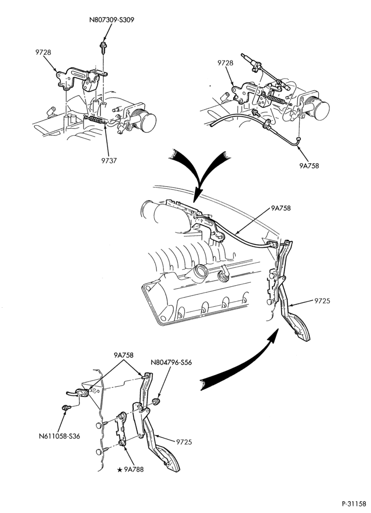97 - 8 CYL. 4.6L-Accelerator linkage - SOHC