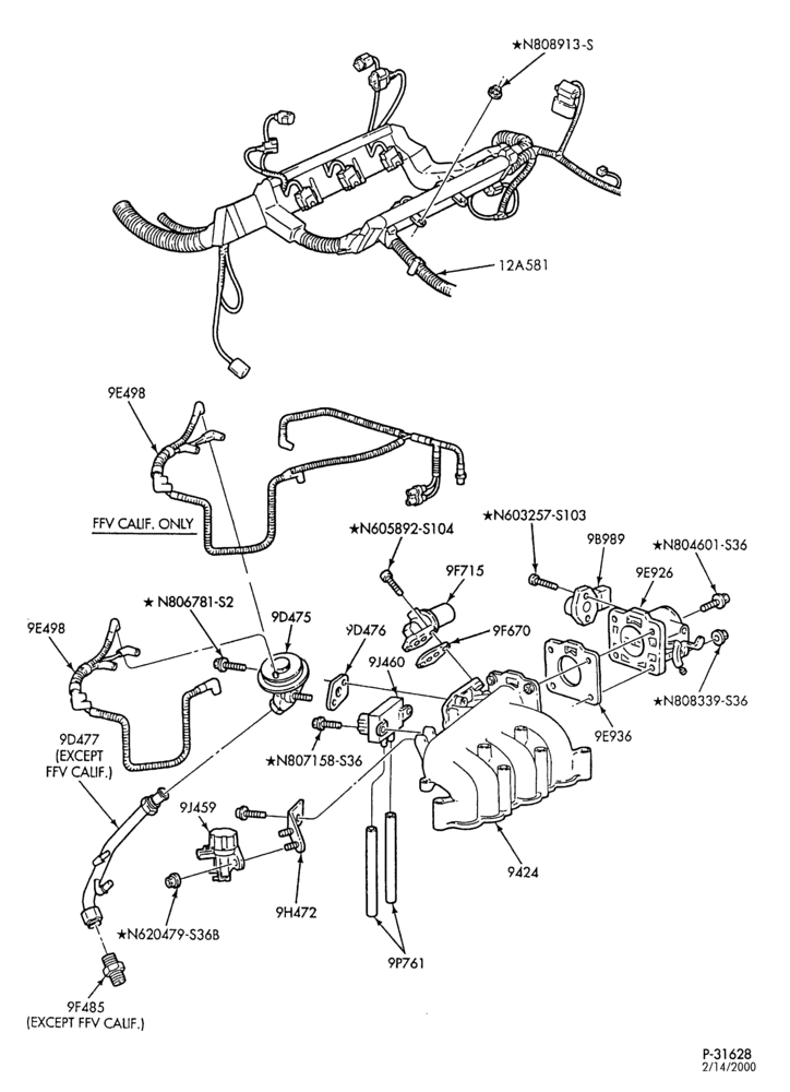 93 - 6 CYL. 3.0L - EXC. DOHC-Fuel injection manifold, injectors, valves & wiring - Page B