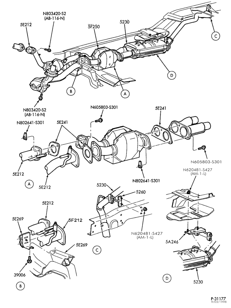 52.3 - FRAME-Exhaust system - 8 cyl. 5.0L-B