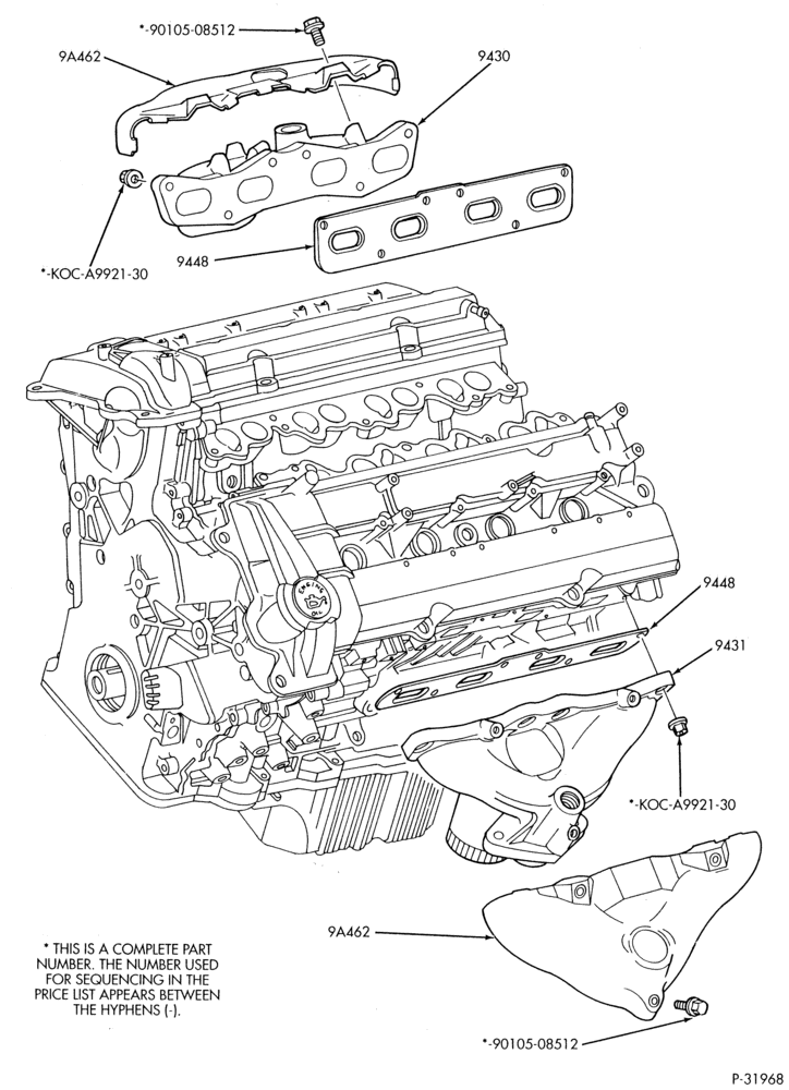 90.1 - 8 CYL. 3.4L - SHO - E (TAURUS)-Manifold installation - exhaust