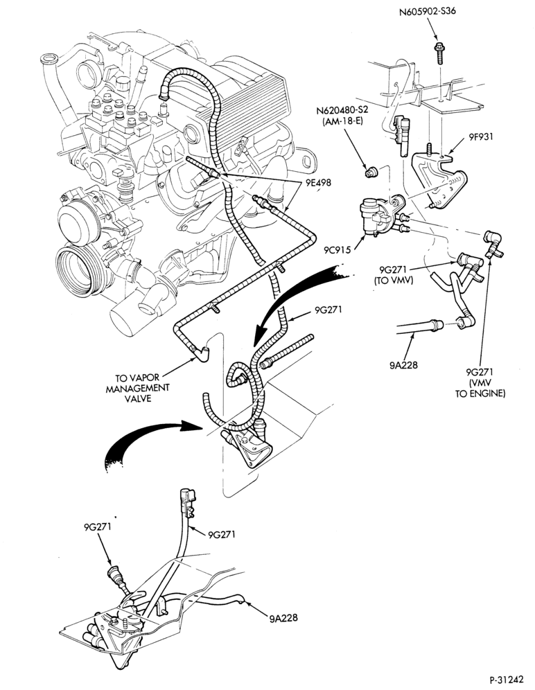 94.1 - 8 CYL. 5.0L - GAS-Vapor management valve & lines