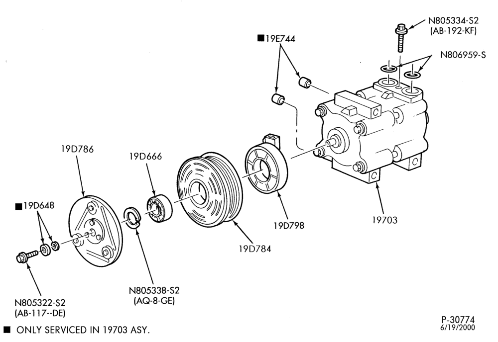 197 - AIR CONDITIONER-Compressor & clutch - 6 cyl. 2.5L