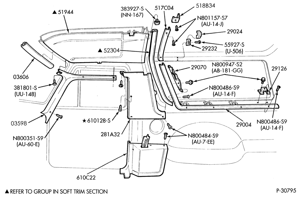 I/T - SOFT, INTERIOR TRIM-Interior trim parts - roof panels & garnish mouldings-U150