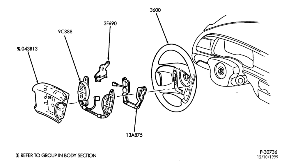 137 - STEERING WHEEL & HORN-4-spoke wheel - w/air bag