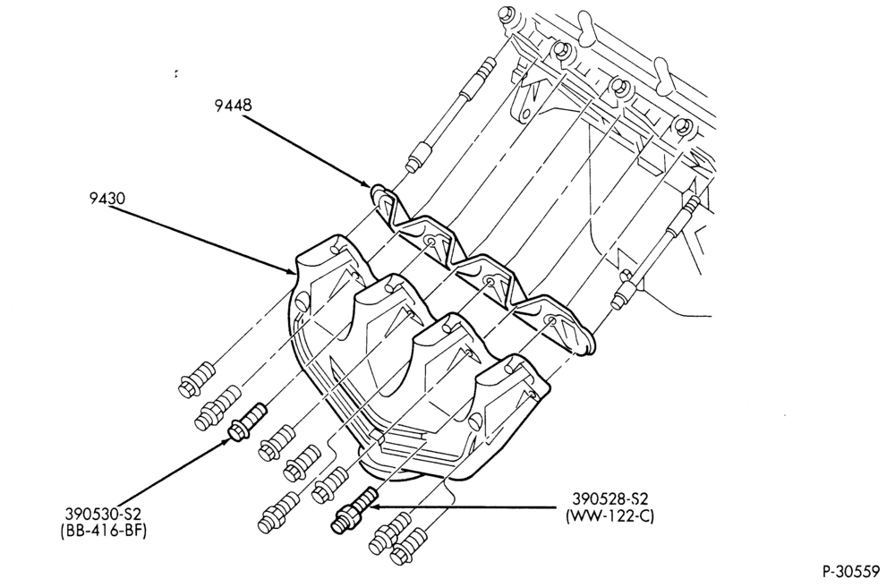 90.1 - 8 CYL. 6.1L, 7.0L GAS - EXC. M.F.I.-Exhaust manifold and related parts