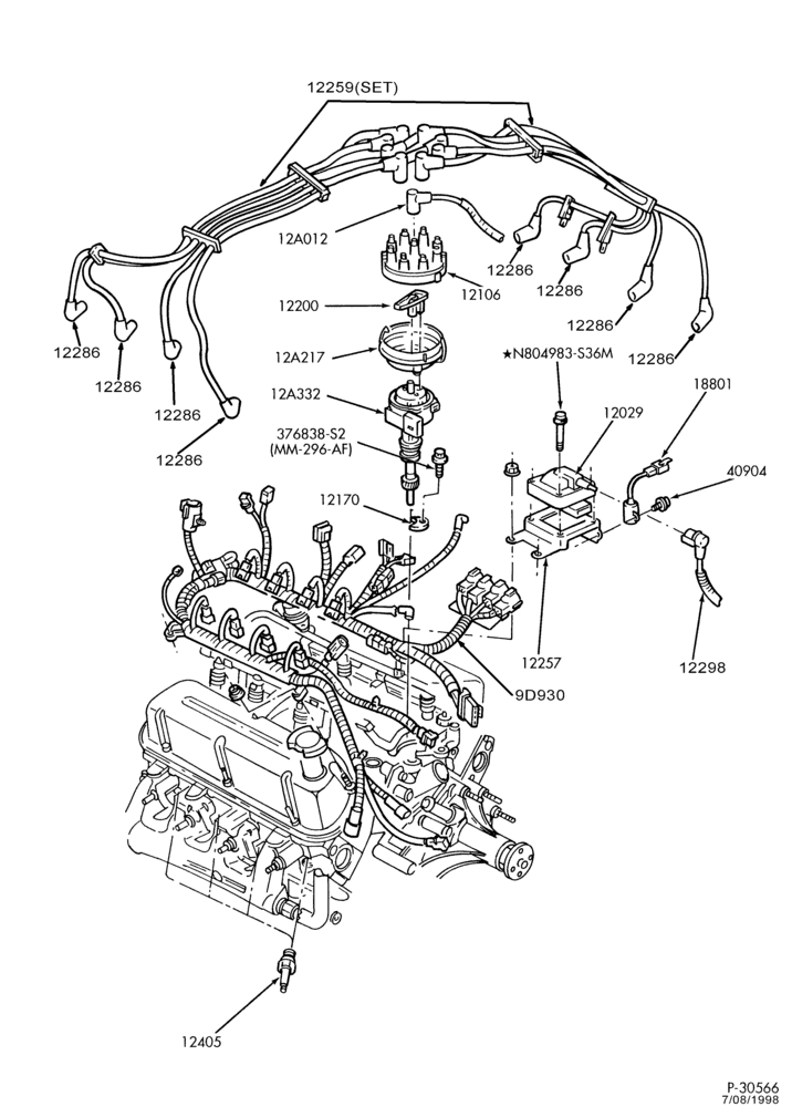 STARTER, IGNITION AND HEADLAMP SWITCHES-Ignition wiring - 8 cyl. 5.8L