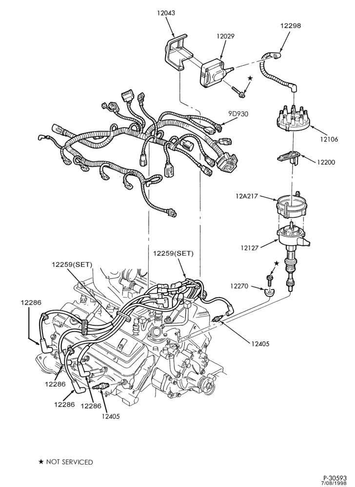 STARTER, IGNITION AND HEADLAMP SWITCHES-Ignition wiring - 8 cyl. 7.5L