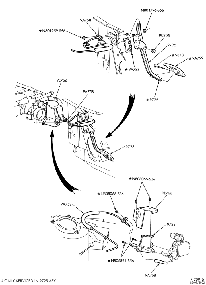 97 - 8 CYL. 3.4L - SHO - E (TAURUS)-Accelerator linkage