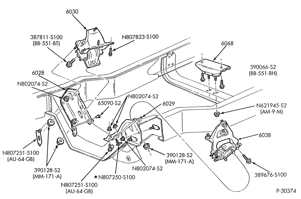 ENGINE-Engine supports - front & rear-E250/350,E(Super Duty)