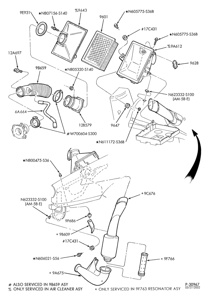 96 - 6 CYL. 3.0L - EXC. DOHC-Air cleaner