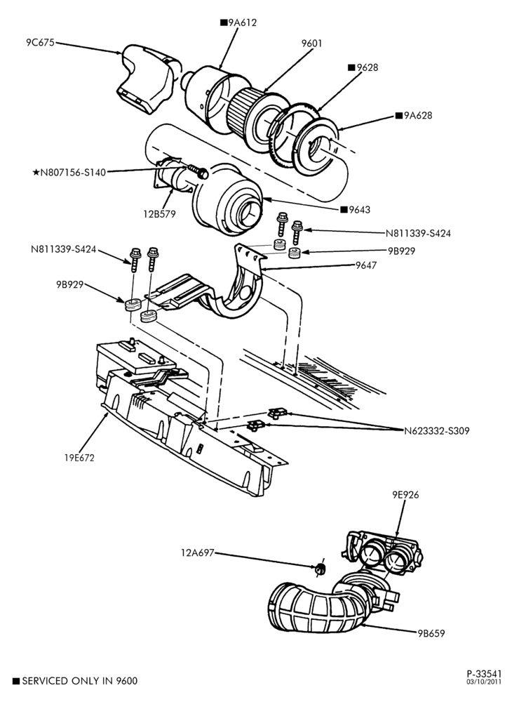 96 - 10 CYL. 6.8L-Air cleaner & related parts