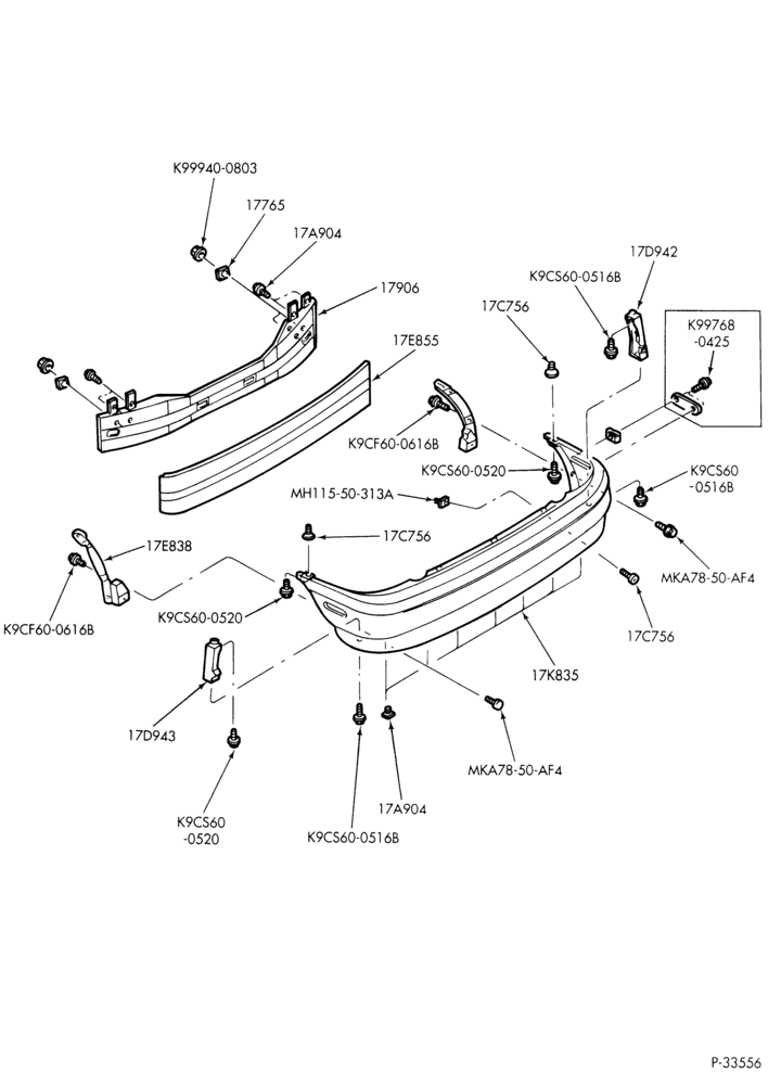176.1 - SPEEDOMETER, BUMPERS, MIRRORS AND WIPERS-Bumper - rear