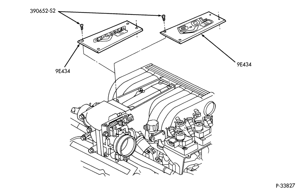 93 - 8 CYL. 5.0L - GAS-Manifold & related parts - intake manifold cover