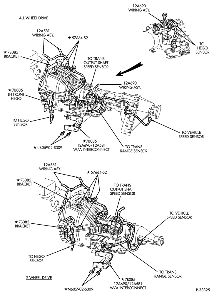 LAMPS-Transmission wiring - 8 cyl. 5.0L-B
