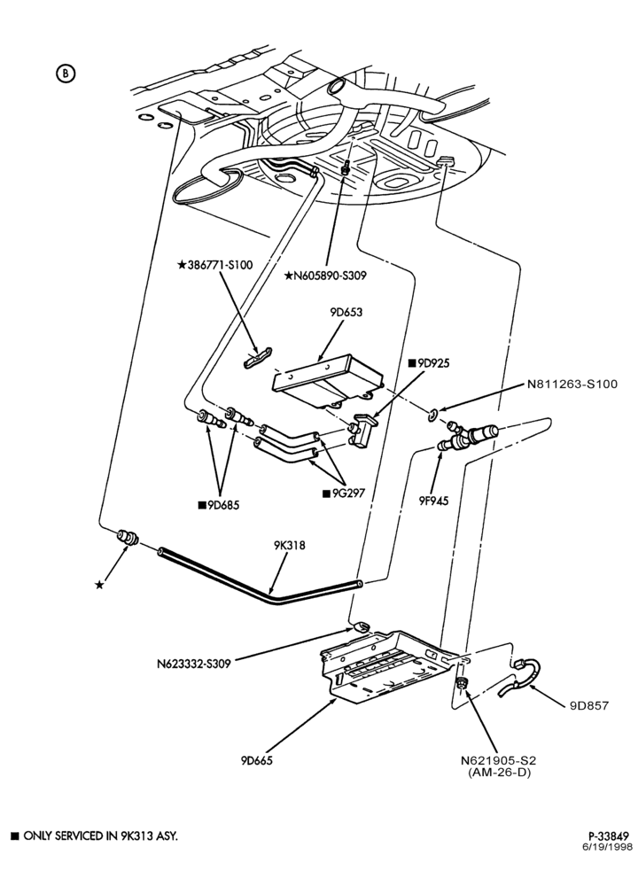 96.1 - 8 CYL. 3.4L - SHO - E (TAURUS)-Fuel system - vapor canister - Page B