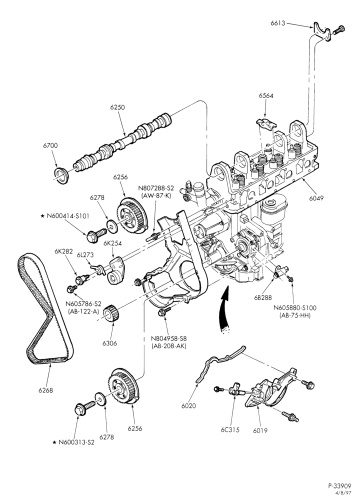 4 CYL. 2.5L - OHC-Timing belt & related parts-R