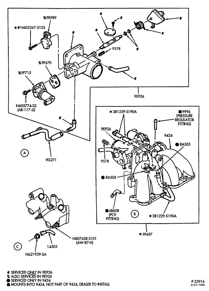 93 - 4 CYL. 2.5L - OHC-Fuel injection manifold, injectors, valves & related parts - Page B