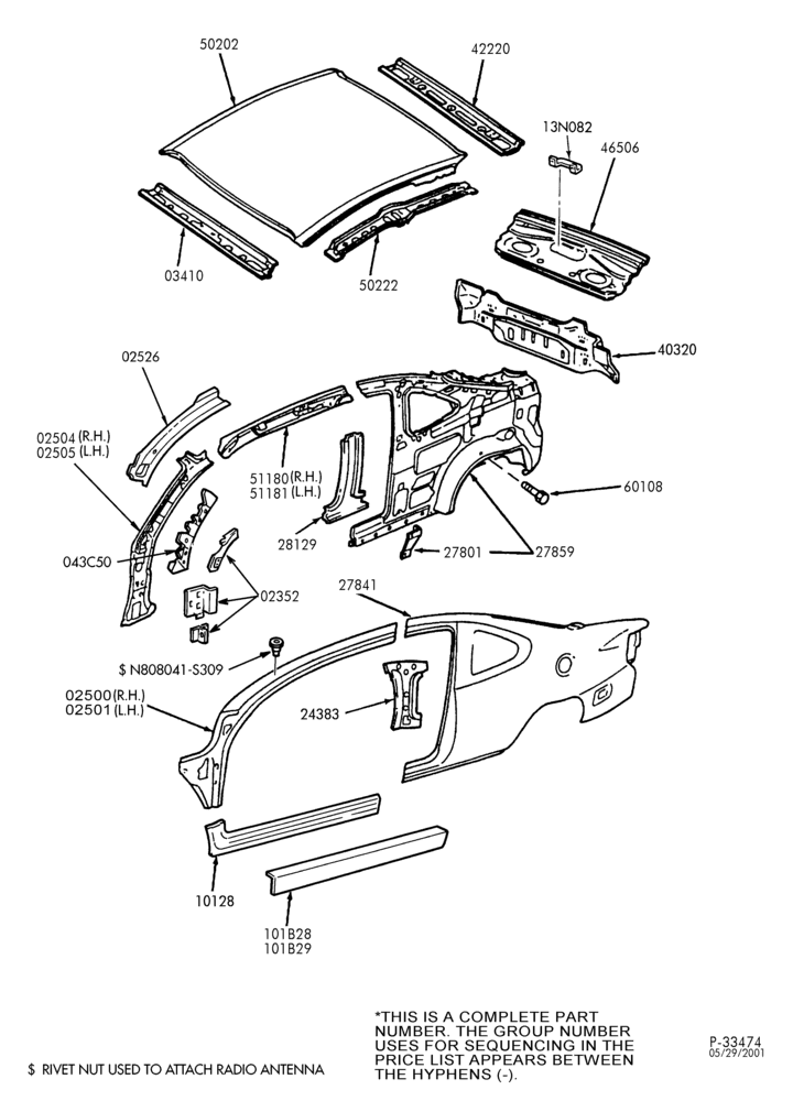 W - SHEET METAL-63 - upper body - without sunroof