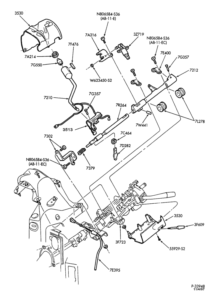 STEERING-Steering column - tilt wheel - Page B-E150/350,E(Super Duty)