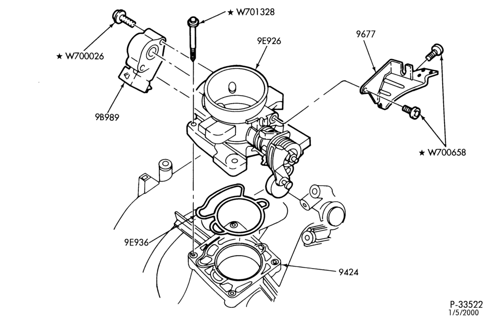 93 - 4 CYL. 2.0L - DOHC-Throttle body, housing & related parts