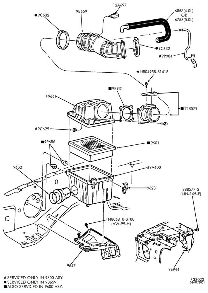 96 - 6 CYL. 4.0L - SOHC-Air cleaner & related parts