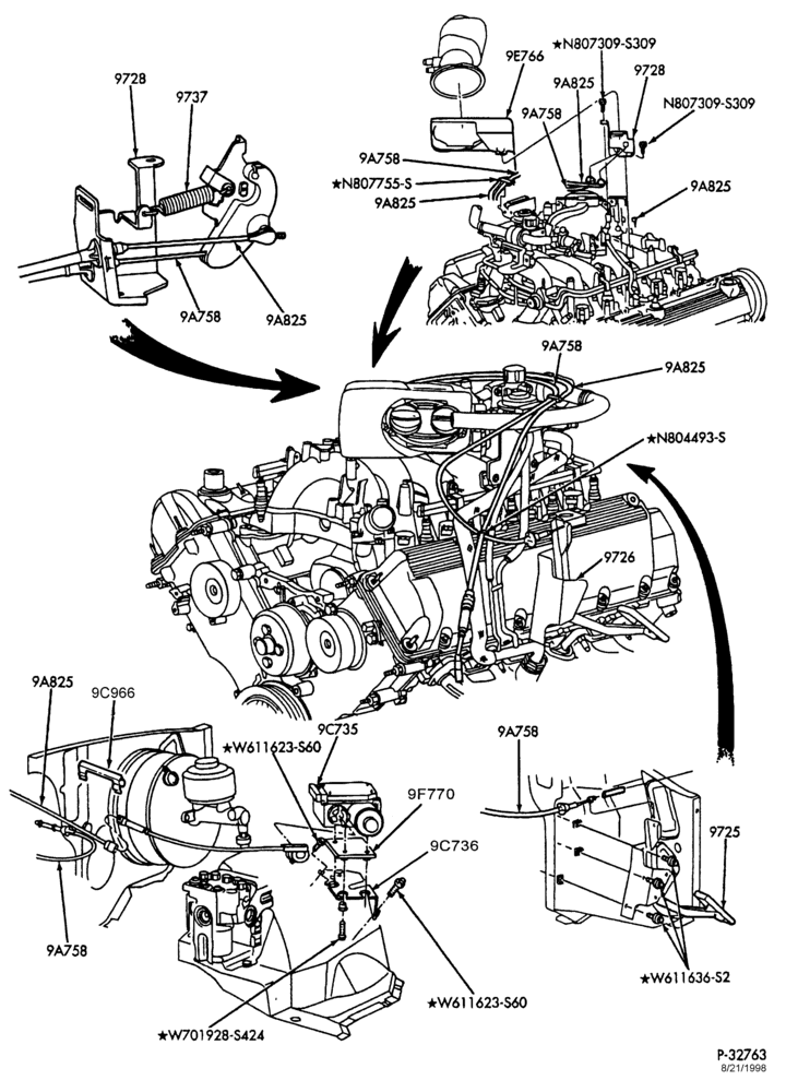97 - 10 CYL. 6.8L-Accelerator linkage & speed control