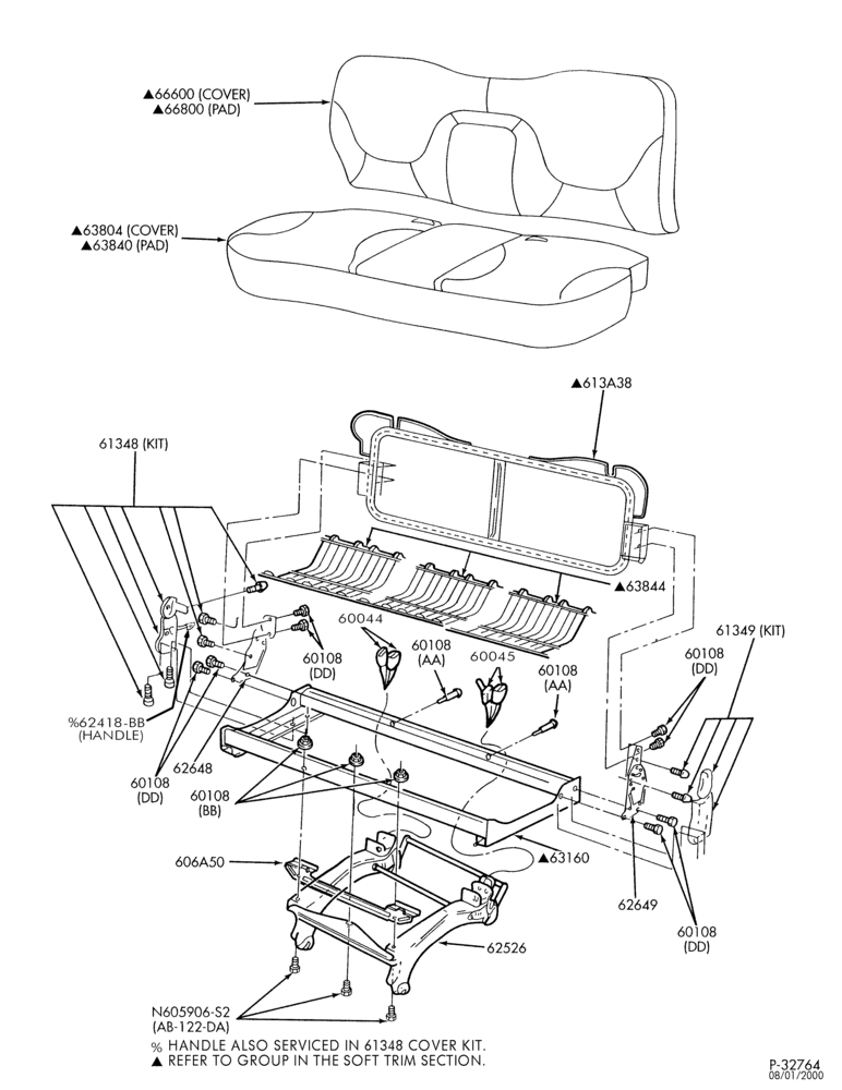 600 - SEATS AND SEAT BELTS-Rear seat part - 3rd row - bench seat-TE