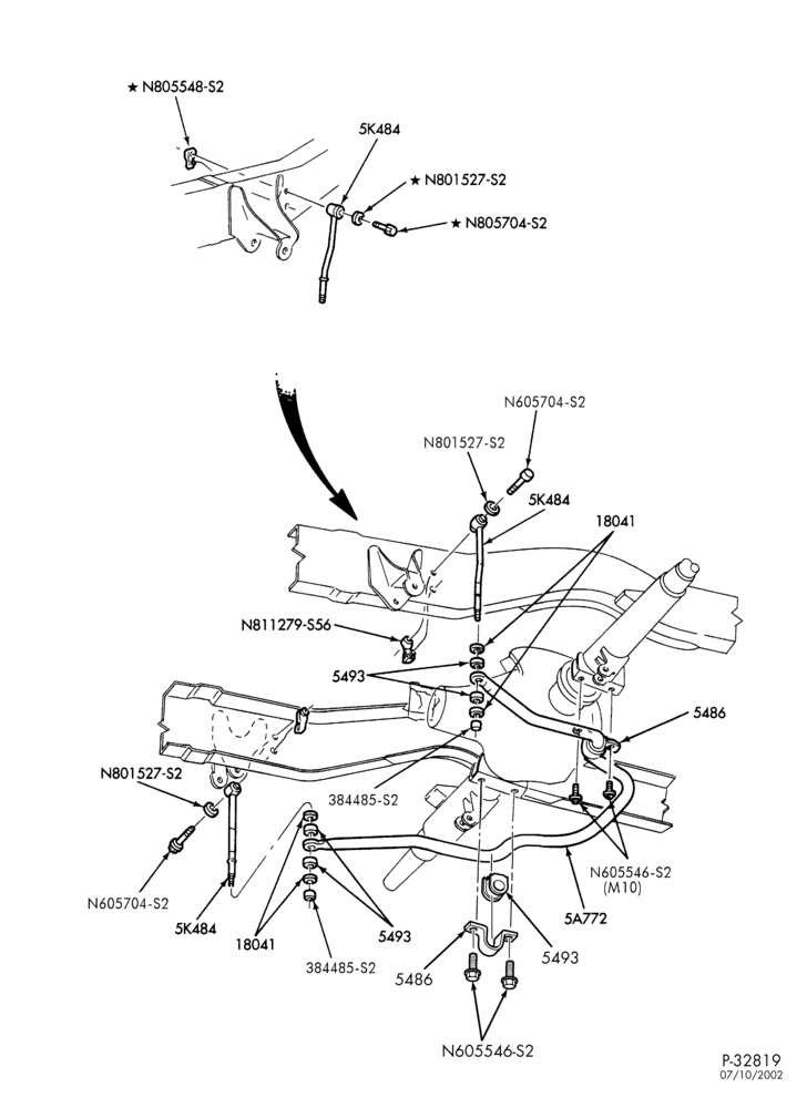 EXHAUST-Front suspension - stabilizer bar - rear-E450