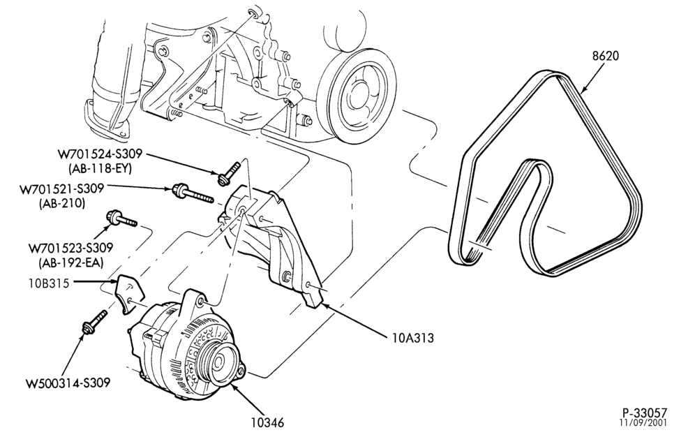 103.1 - DISTRIBUTOR AND IGNITION SYSTEM-Alternator mounting brackets - 6 cyl. 2.5L