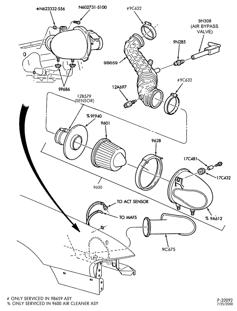 96 - 8 CYL. 4.6L-Air cleaner - SOHC