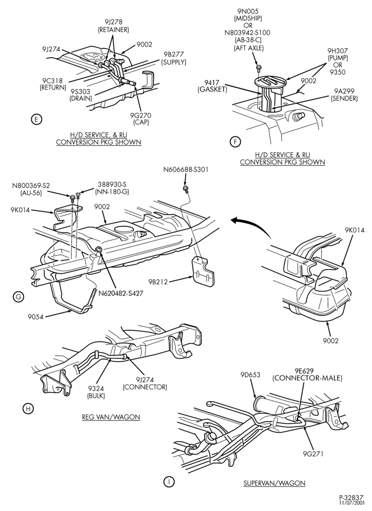 90 - 10 CYL. 6.8L-Fuel lines & related parts - midship tank - Page B