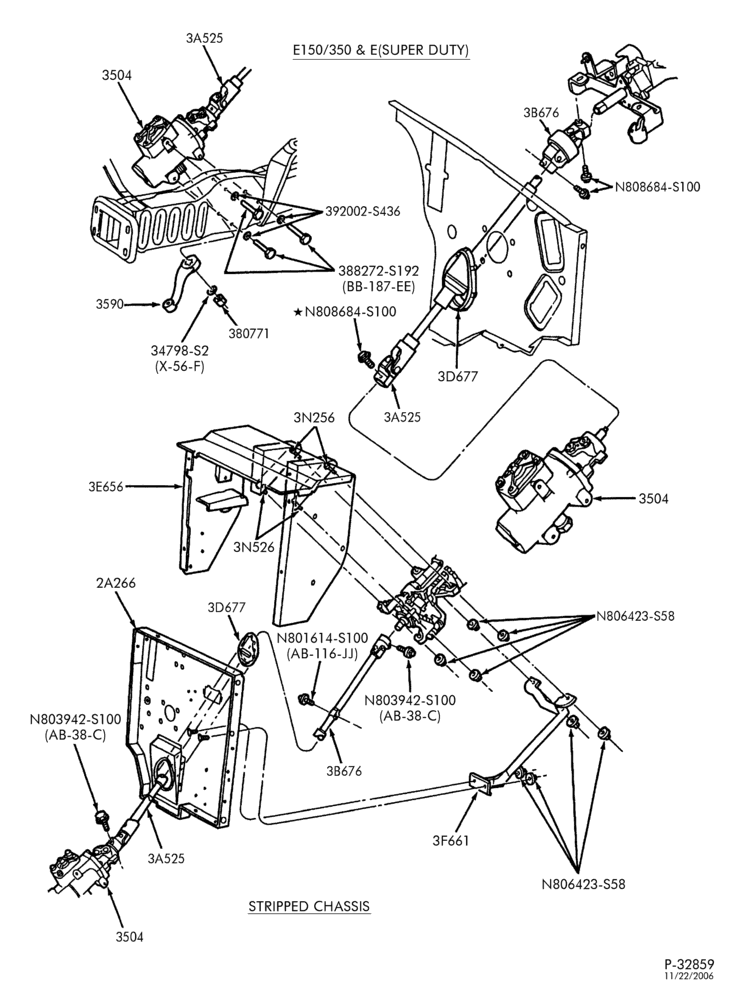 A70.4A - 4R70W TYPE-EXTERNAL PARTS - Steering column - tilt wheel - Page B-E150/450 E(Stripped Chassis)