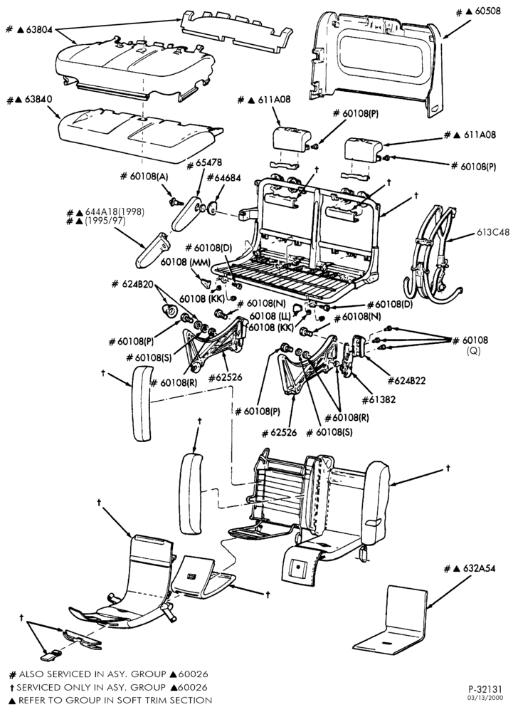 600 - SEATS AND SEAT BELTS-Rear seat parts - fixed seat - with child seats-TW
