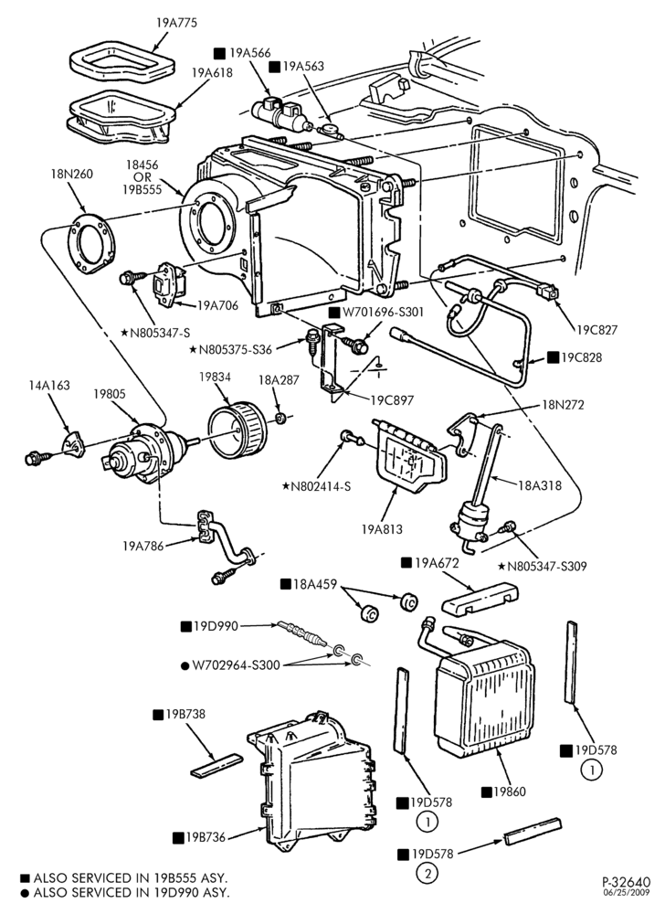 AIR CONDITIONING-Evaporator parts - main - integral - engine compartment-E150/450