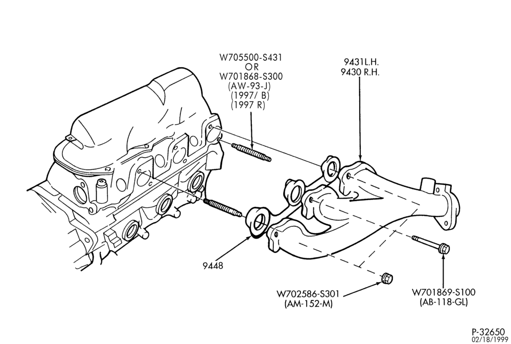 93 - 6 CYL. 4.0L - OHV-Manifold & related parts - exhaust